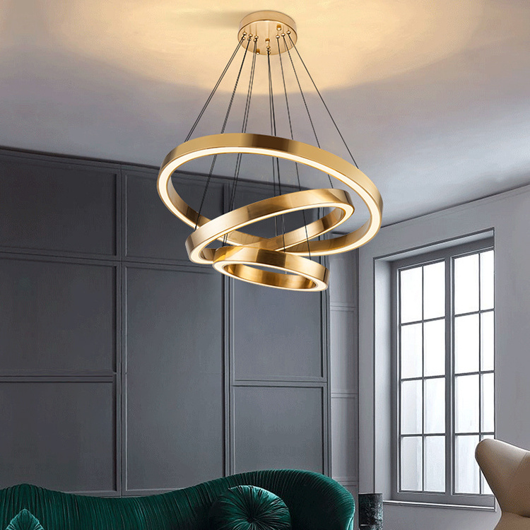 Modern Ceiling Hanging Acrylic Round Led Chandelier Pendant Light Fixture For Home Decor