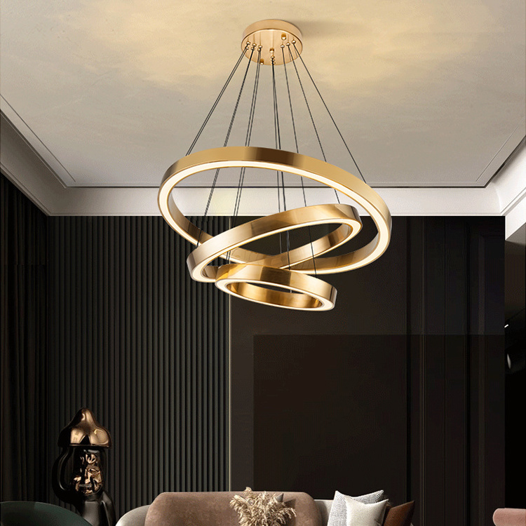 Modern Ceiling Hanging Acrylic Round Led Chandelier Pendant Light Fixture For Home Decor