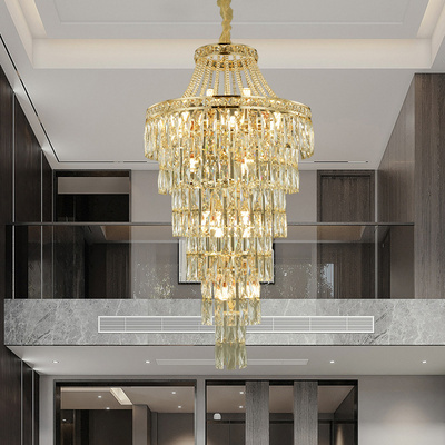 Luxury Duplex Living Room Crystal Chandelier Villa Apartment Hollow Building Middle Floor Stair Long Crystal Chandelier