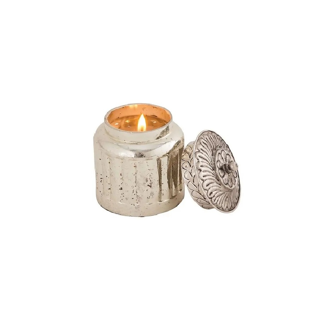 Handmade Decorative Glass Votive With Scented Soy Wax Inside Silver Coated Manufacturer Wholesaler