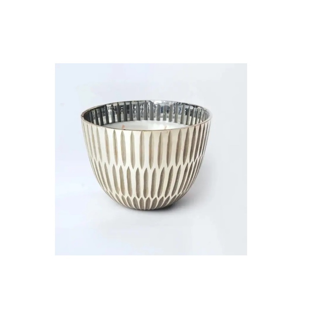 Handmade Decorative Glass Votive With Scented Soy Wax Inside Silver Coated Manufacturer Wholesaler