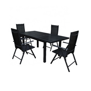 Patio Cafe Black Reclining 4 chairs dining table set folding outdoor chair and table for restaurant