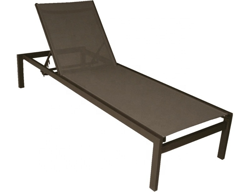 Hotel outdoor swimming pool side chaise lounge beach lounger aluminum sun lounger sling sun bed