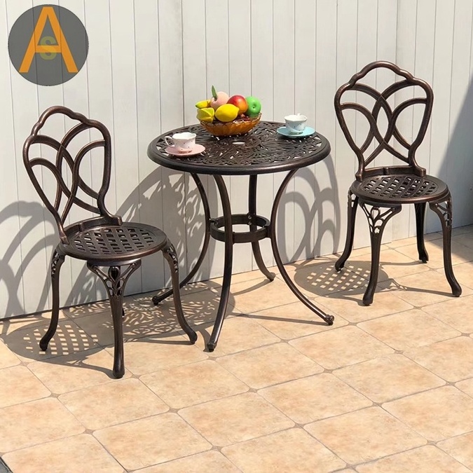 Luxury metal bistro set cast aluminum patio dining set outdoor garden table and chair set