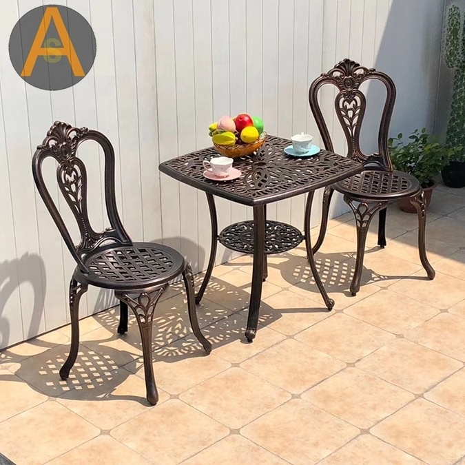 Luxury metal bistro set cast aluminum patio dining set outdoor garden table and chair set