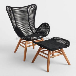 Home And Garden Furniture rope deck chair wood outdoor lounge chair with ottoman