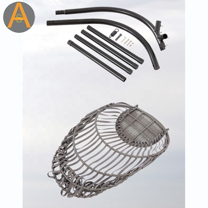 Folding up rattan Outdoor garden patio leisure Egg Basket swing suspended chair rope hanging chair