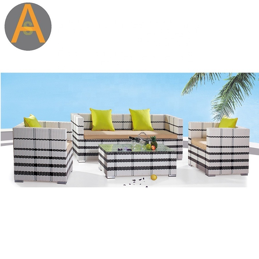 Casual out door furniture garden sofa set rattan conversation couch outside wicker sofa