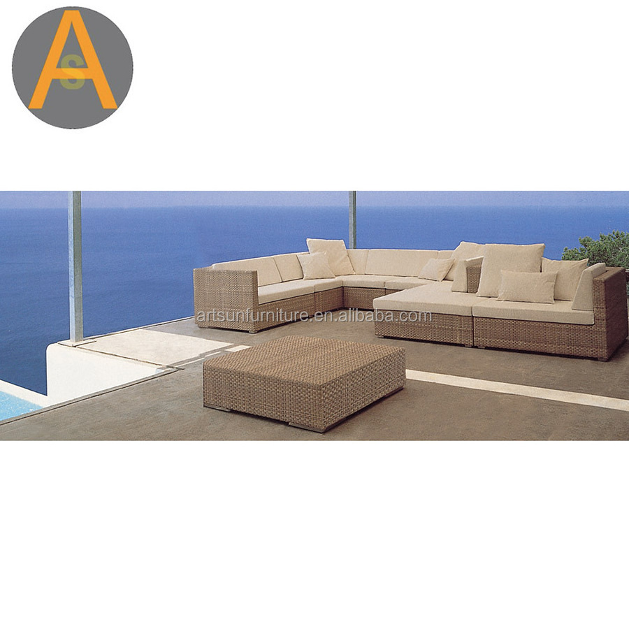 Casual out door furniture garden sofa set rattan conversation couch outside wicker sofa