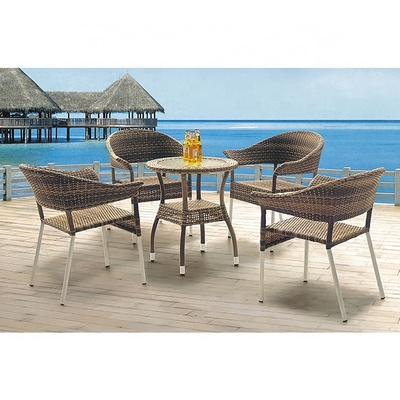 Modern patio furniture set contemporary rattan small dining table set 4 chairs garden set