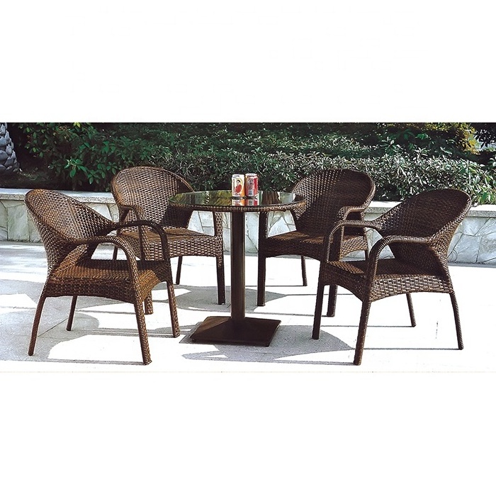 Modern patio furniture set contemporary rattan small dining table set 4 chairs garden set