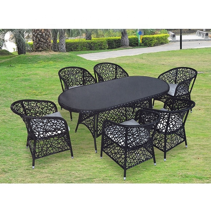 Modern patio furniture set contemporary rattan small dining table set 4 chairs garden set