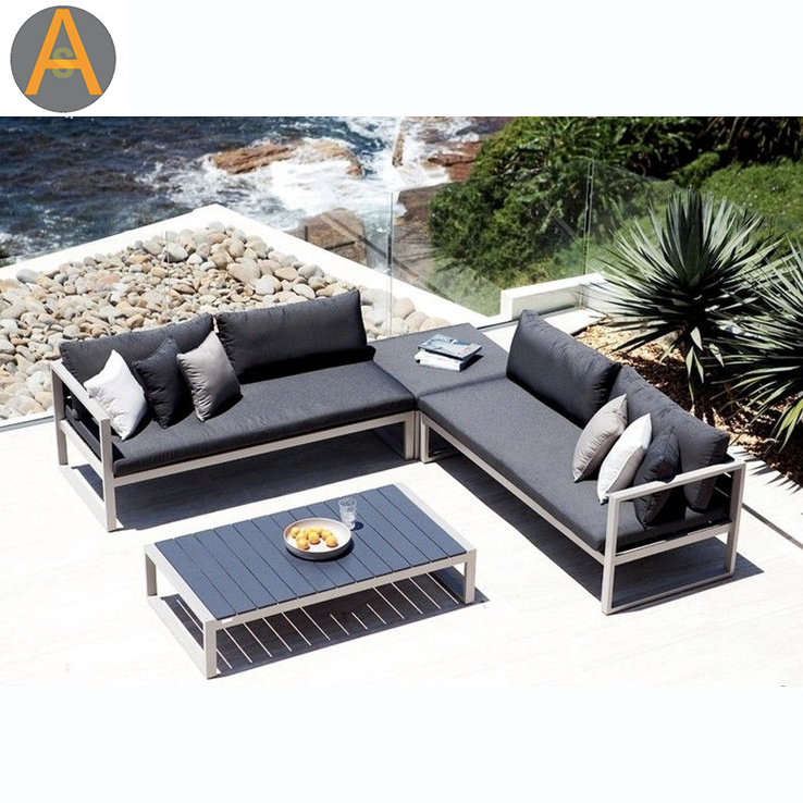 Roof top stainless steel functional outdoor sectional deep seating metal rest garden sofa set