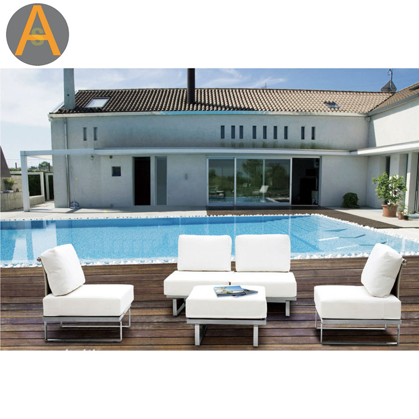 Roof top stainless steel functional outdoor sectional deep seating metal rest garden sofa set