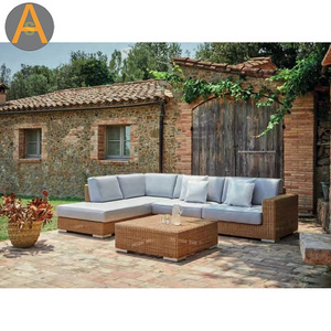 Modern Outdoor Furniture L shape lounge deep rattan wicker outdoor corner sofa set