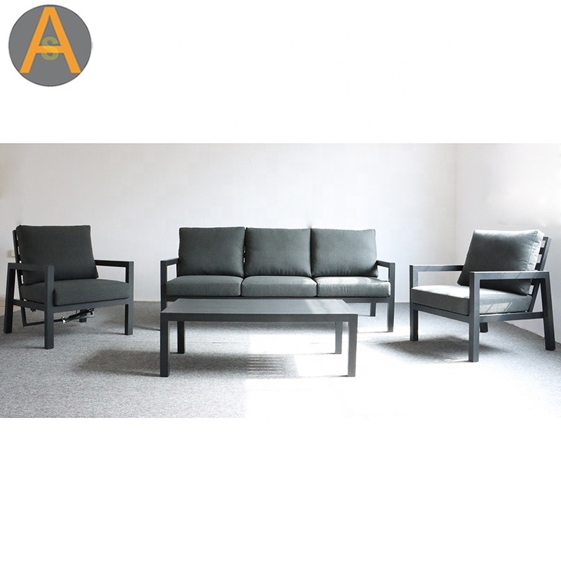 High quality metal alu  black sectional garden couch aluminum outdoor sofa set for exterior