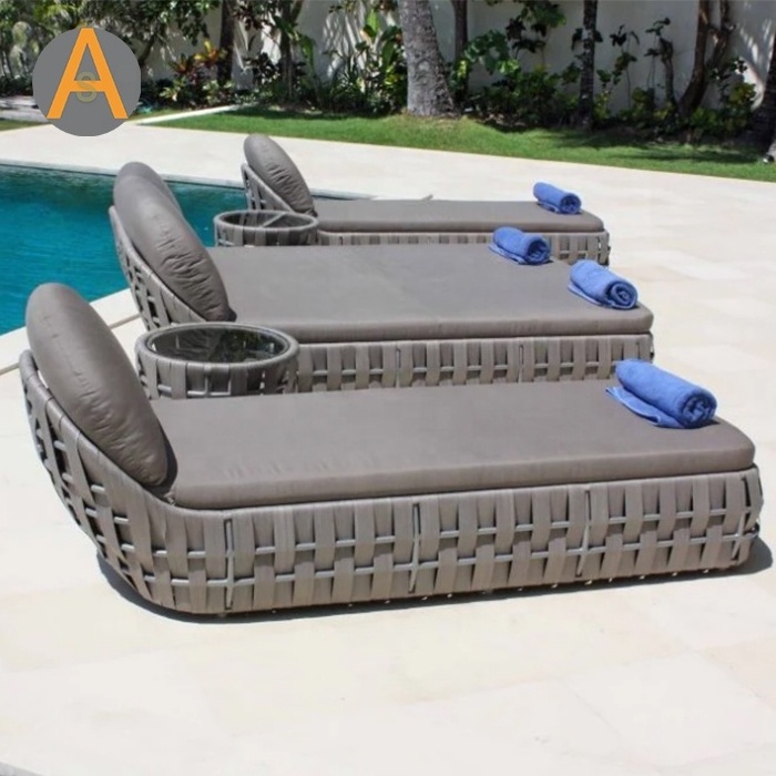 Adjustable backrest swimming pool lounge chair modern waterproof beach sun lounger