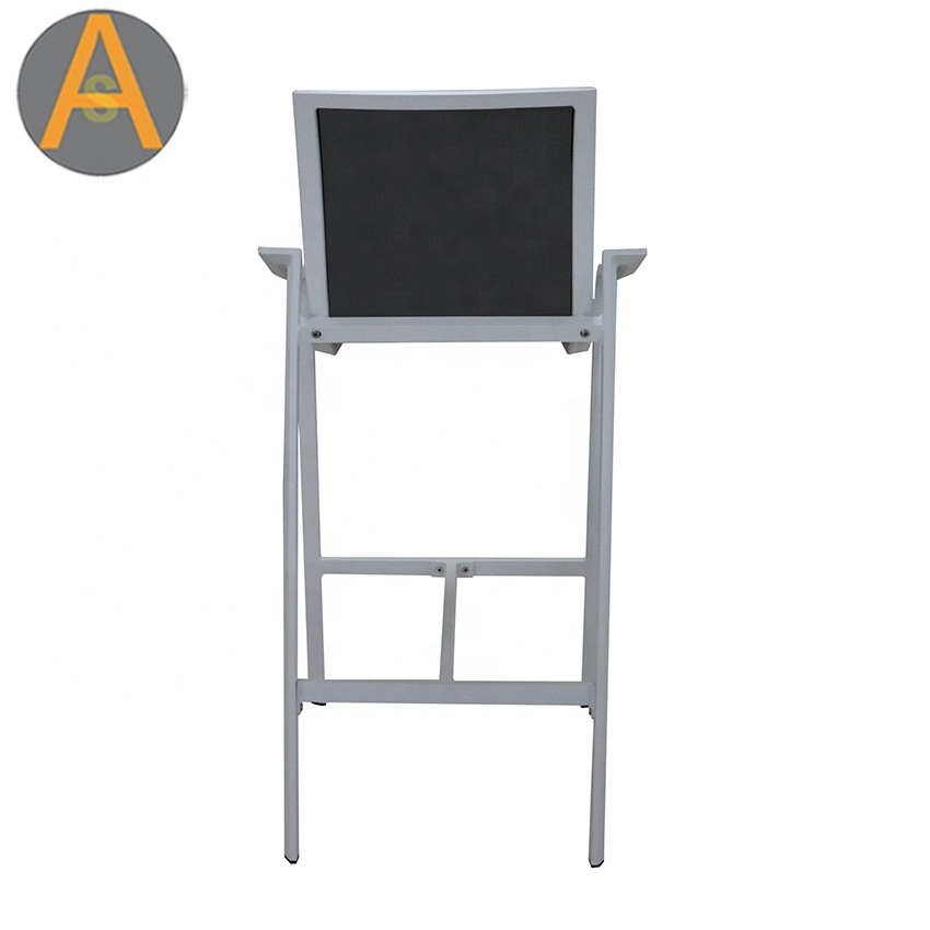 High quality metal aluminum sling high back metal counter stool bar chair outdoor bar furniture