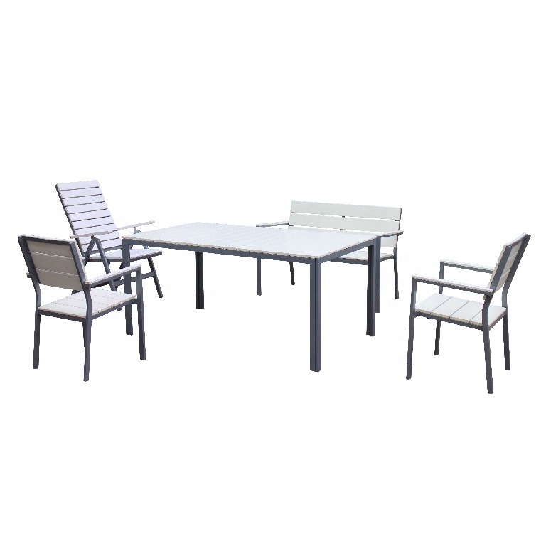 Patio Cafe Black Reclining 4 chairs dining table set folding outdoor chair and table for restaurant