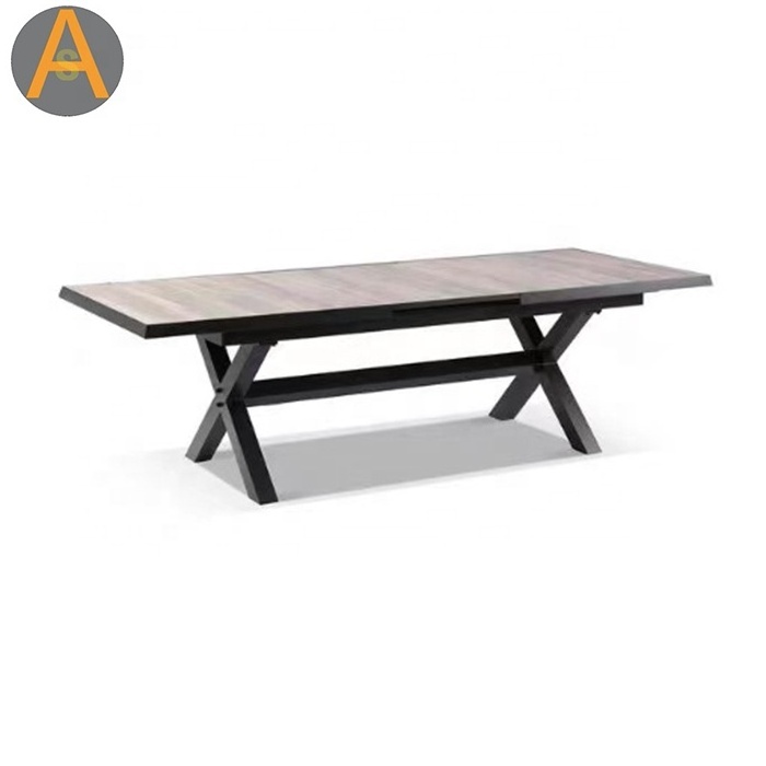 Outdoor furniture Rectangular ceramic top extensible aluminum outdoor dining table