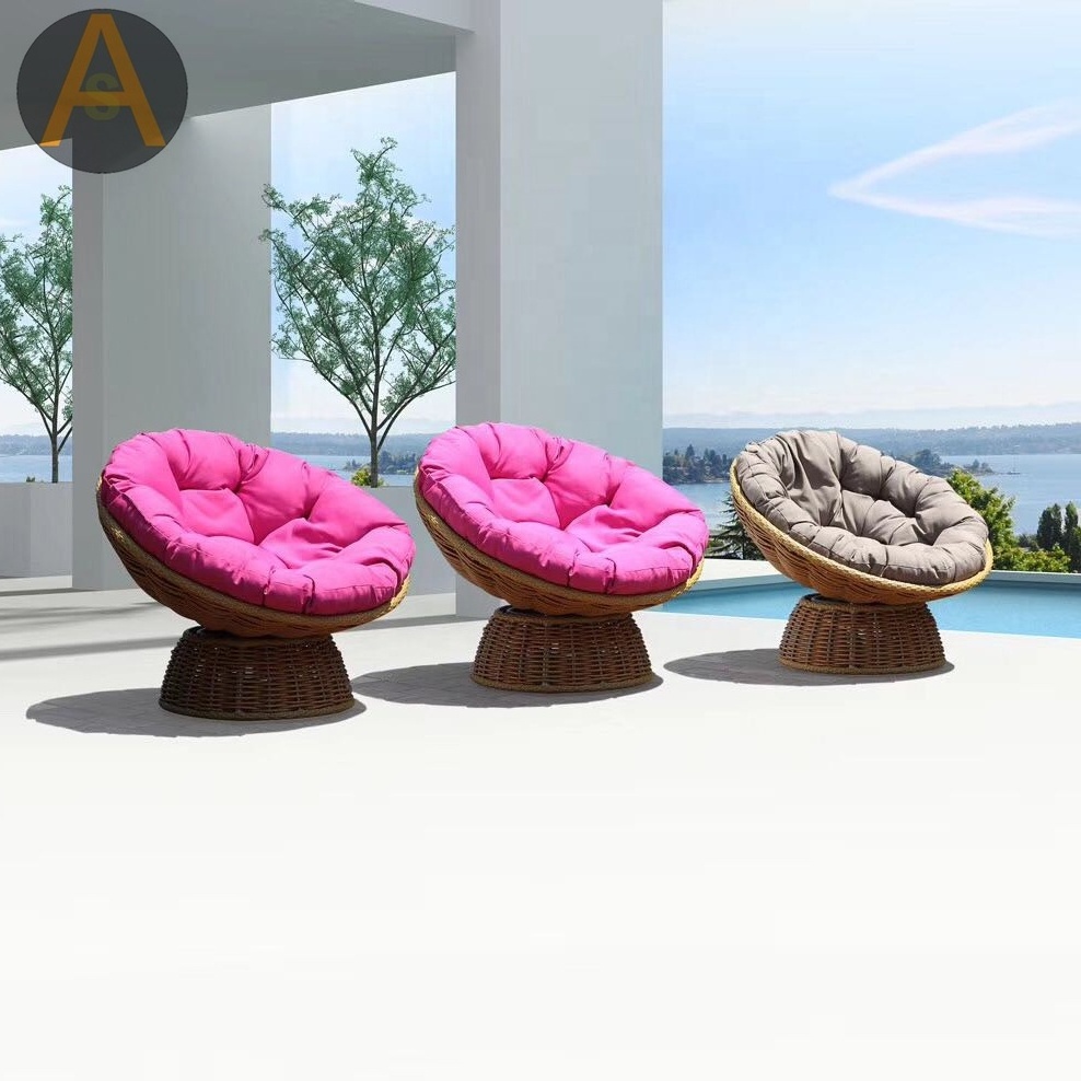 Hot outdoor garden furniture rattan wicker round shape recliner rocking sofa chair