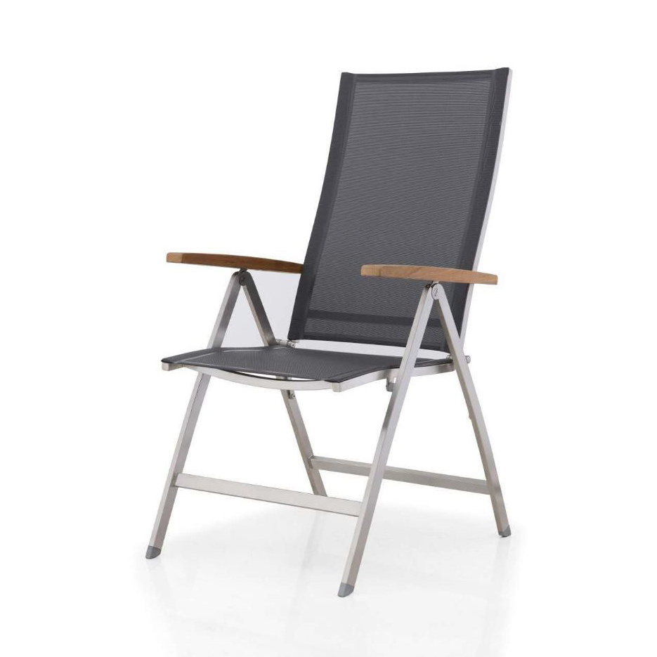 Modern outdoor furniture stainless steel reclining outdoor sling chair folding metal patio chair