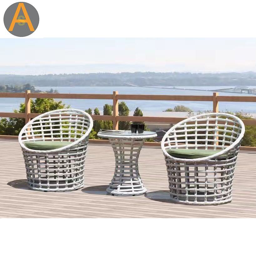 Five star hotel Unique style 3 piece bistro table set rattan wicker outdoor patio set