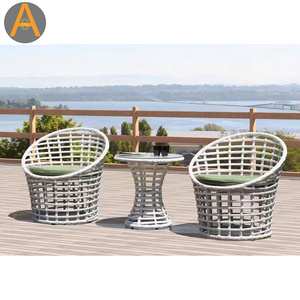 Five star hotel Unique style 3 piece bistro table set rattan wicker outdoor patio set