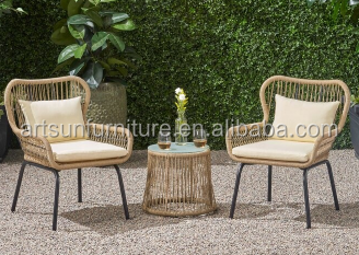 Modern balcony furniture set 2 rattan chairs and table outdoor patio furniture set