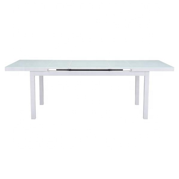 Restaurant outdoor aluminum dining tables glass top garden rectangular extendable dining table