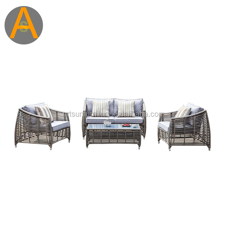 Exclusive italian design modern furniture relaxing white rattan wicker outdoor sofa set