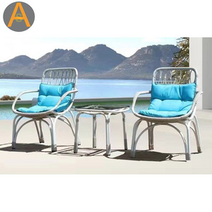 Modern balcony furniture set 2 rattan chairs and table outdoor patio furniture set