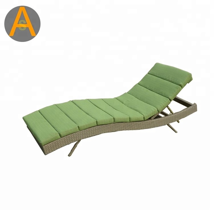 Outdoor S shape Arm Beach Rattan Reclining Sun Bed Sun Lounger Outdoor Chaise Lounge