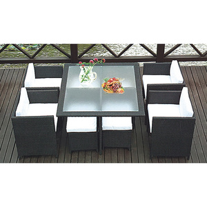 Cube patio furniture set rattan wicker outdoor restaurant dining table and chair set