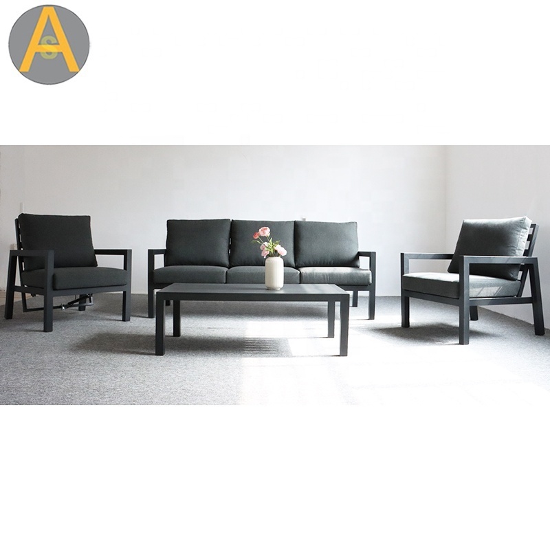 High quality metal alu  black sectional garden couch aluminum outdoor sofa set for exterior