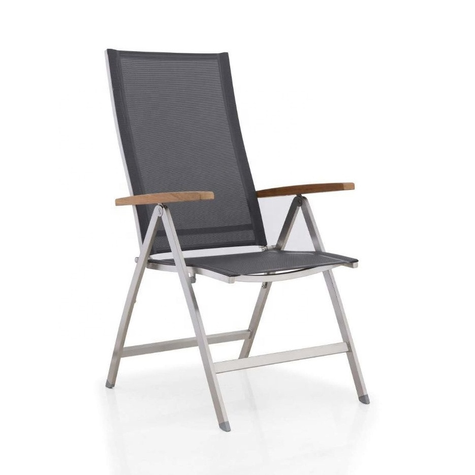 Modern outdoor furniture stainless steel reclining outdoor sling chair folding metal patio chair