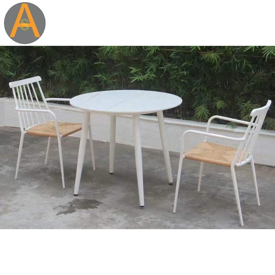 Modern outdoor patio furniture set 2 chairs and table small dining table set for garden