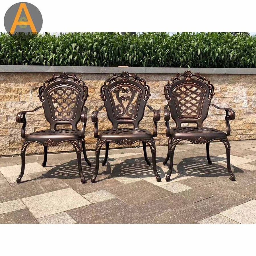 Outdoor Cast Aluminum Patio Furniture 7 PCS Metal Garden Dining table chairs Set