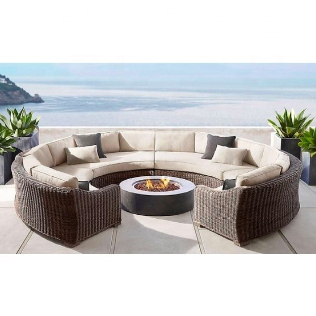 Leisure Outdoor furniture patio wicker garden sectional half round rattan outdoor sofa set