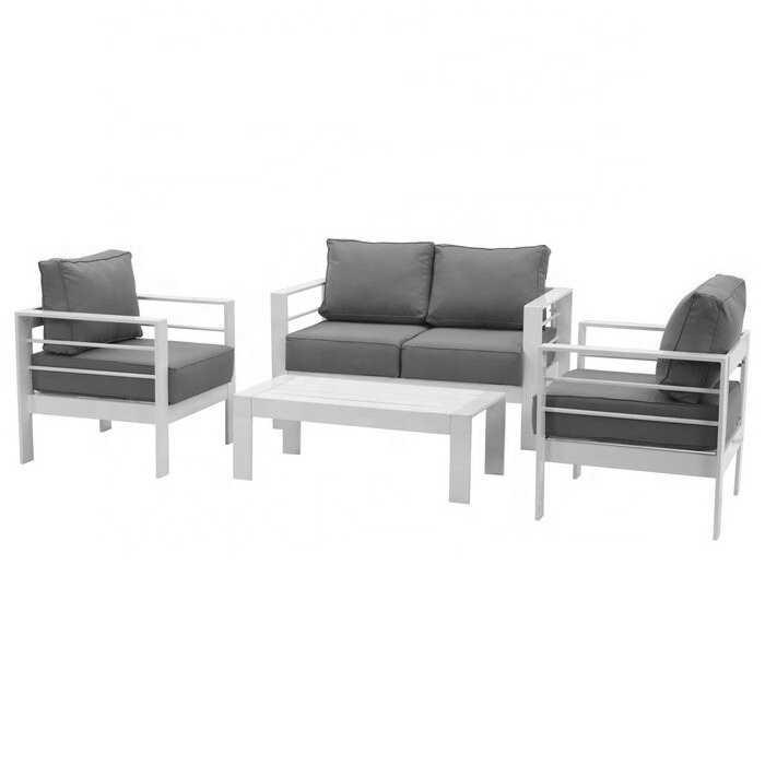 Outdoor white garden patio sofa set balcony modular sofa set outdoor aluminum sofa