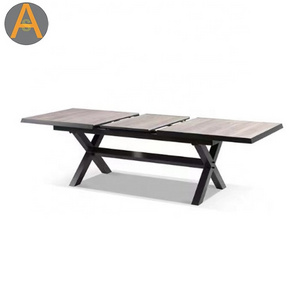 Outdoor furniture Rectangular ceramic top extensible aluminum outdoor dining table