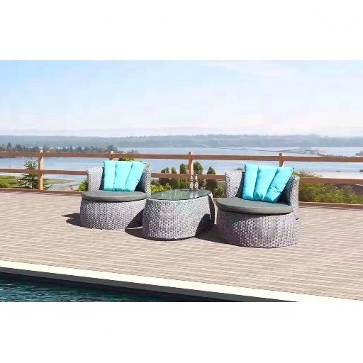 Five star hotel Unique style 3 piece bistro table set rattan wicker outdoor patio set