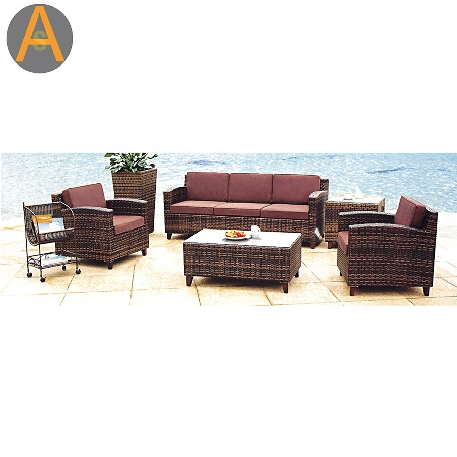 4 seater patio Beach rattan Sofa combination garden furniture half moon garden sofa sets