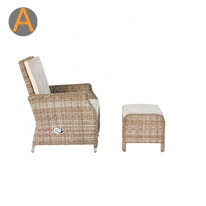 Hot sale rattan furniture modern rattan wicker chair outdoor dinning arm chairs with ottoman