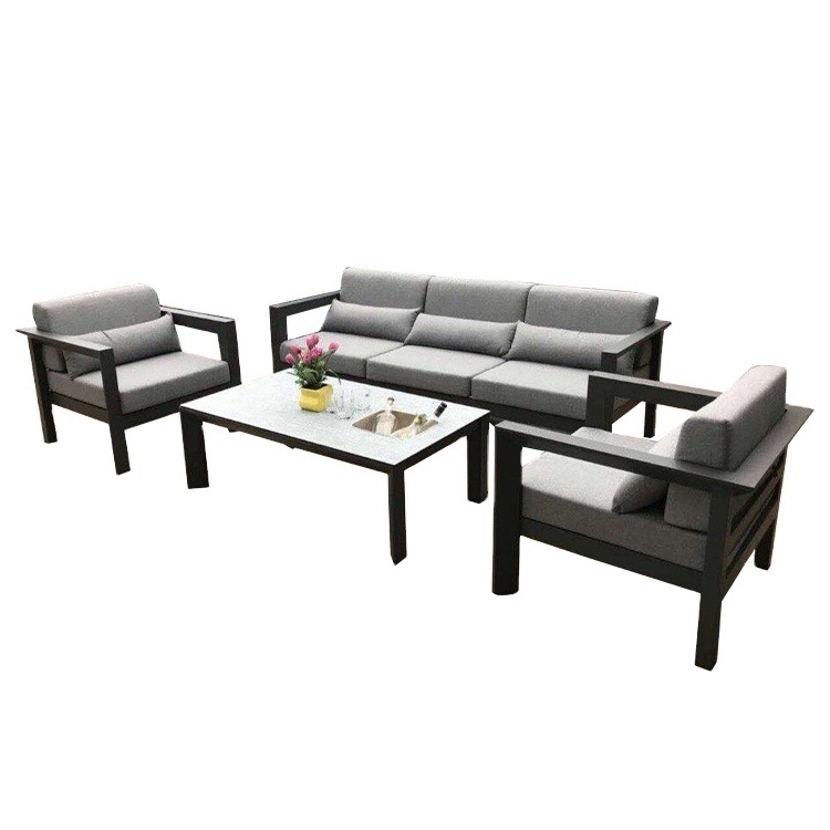 Durable resort furniture best seller aluminum patio sectional outdoor sofa set with coffee table