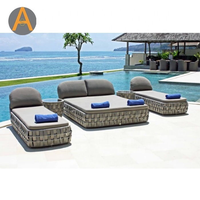 Adjustable backrest swimming pool lounge chair modern waterproof beach sun lounger