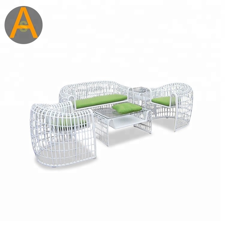 Exclusive italian design modern furniture relaxing white rattan wicker outdoor sofa set