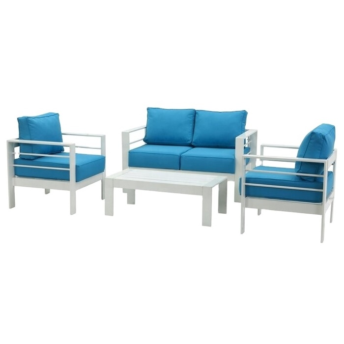 Durable resort furniture best seller aluminum patio sectional outdoor sofa set with coffee table