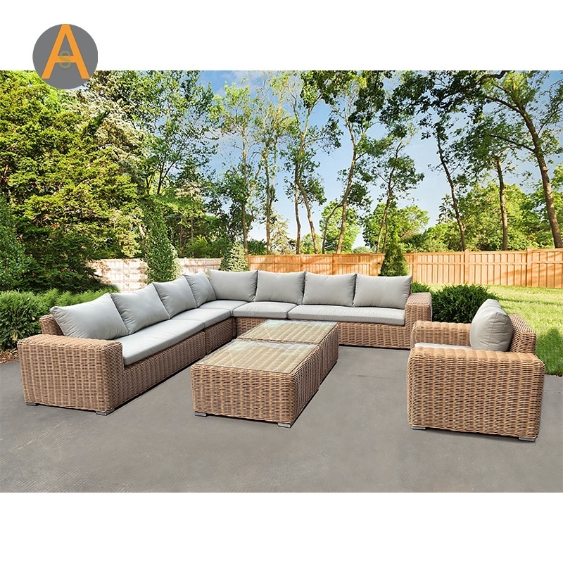 Modern Outdoor Furniture L shape lounge deep rattan wicker outdoor corner sofa set