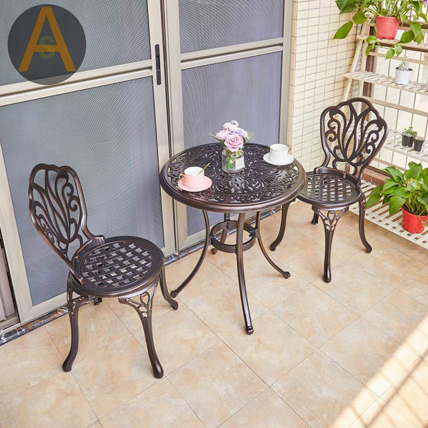 Outdoor Cast Aluminum Patio Furniture 7 PCS Metal Garden Dining table chairs Set